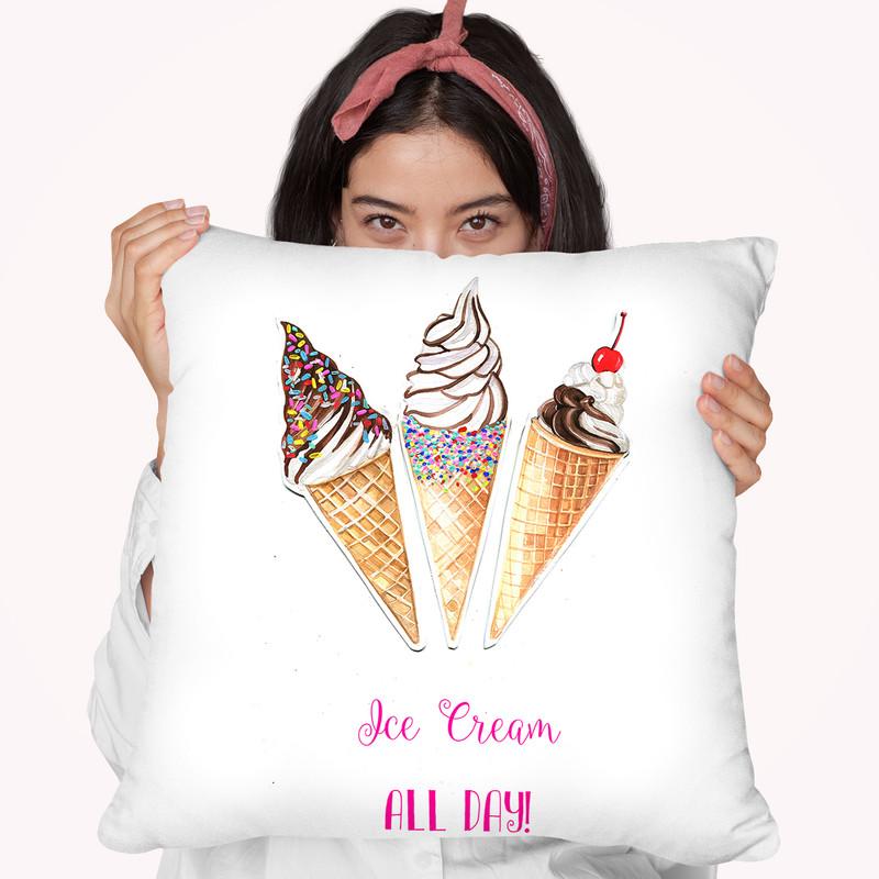 Ice Cream All Day Throw Pillow By Rongrong