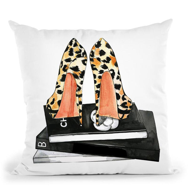 Lepordoes And Chanel Book Throw Pillow By Rongrong