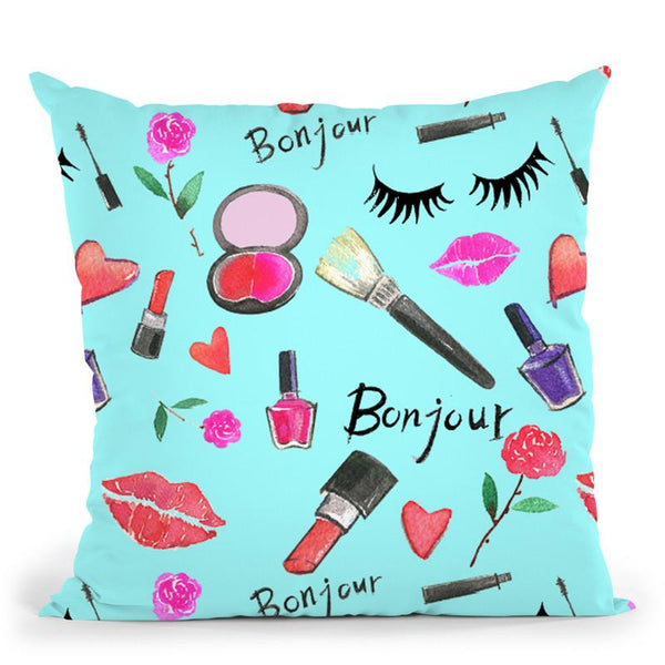 Makeup Pattern Throw Pillow By Rongrong