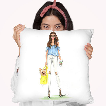 Me And Yorkie Throw Pillow By Rongrong
