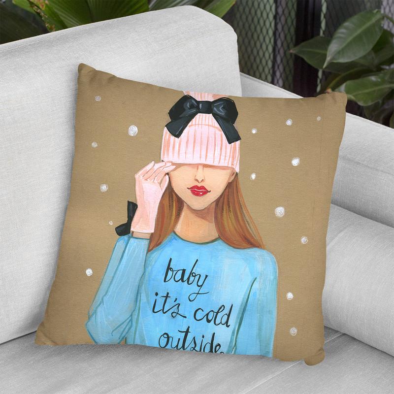 Baby Is Cold Outside Throw Pillow By Rongrong