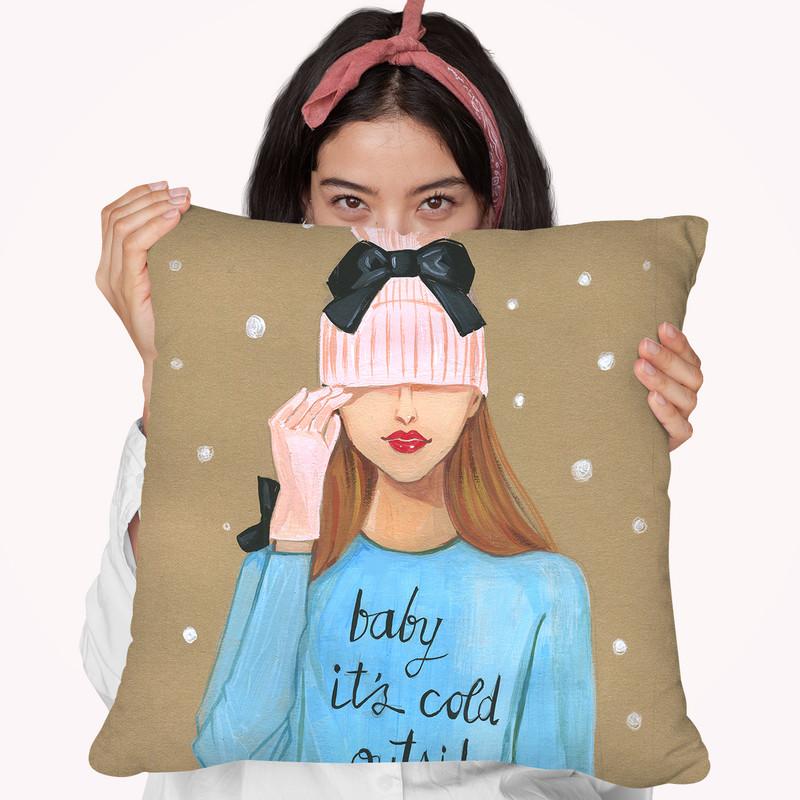 Baby Is Cold Outside Throw Pillow By Rongrong