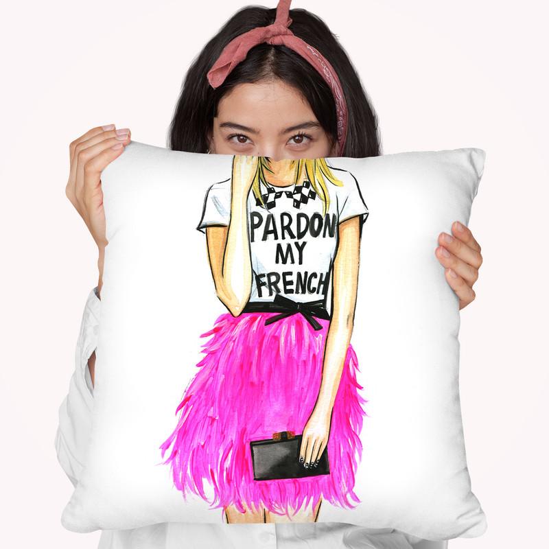 Pardon My French Throw Pillow By Rongrong