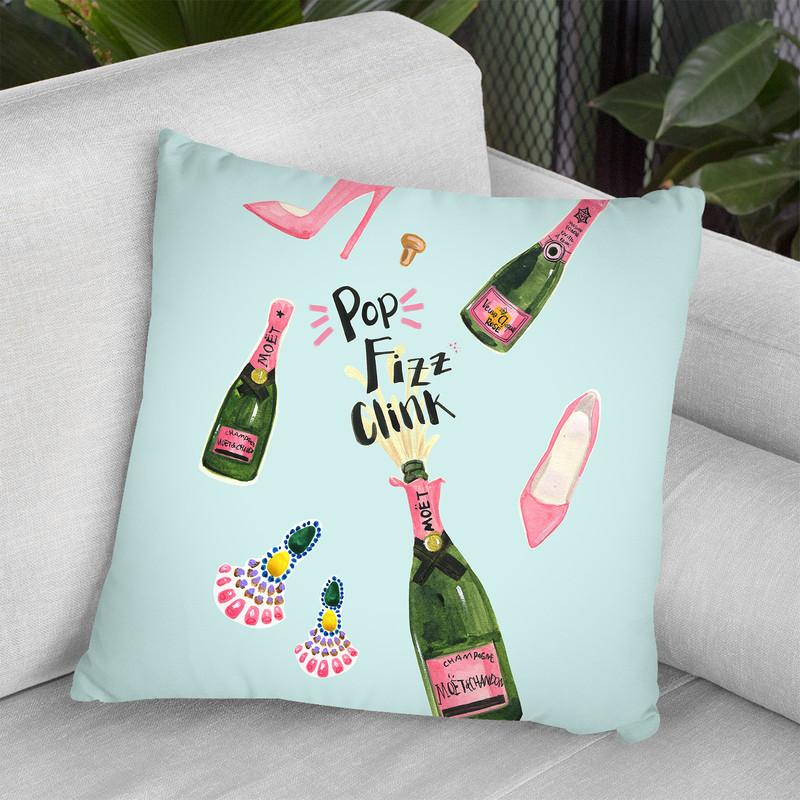 Pop Fizz Clink Throw Pillow By Rongrong