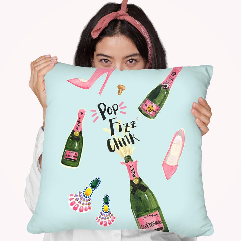 Pop Fizz Clink Throw Pillow By Rongrong