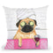 Pug Bath Throw Pillow By Rongrong