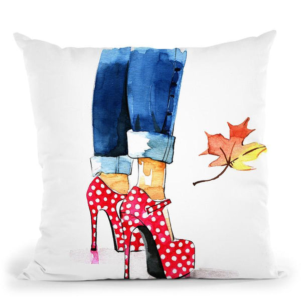 Red Dots Heels Throw Pillow By Rongrong