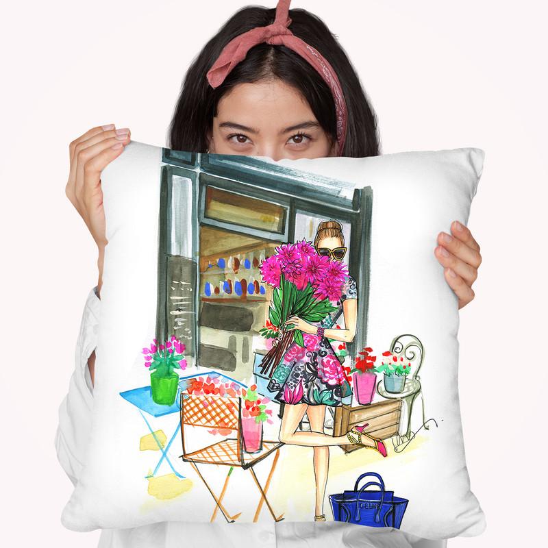 Smell The Flowers Throw Pillow By Rongrong