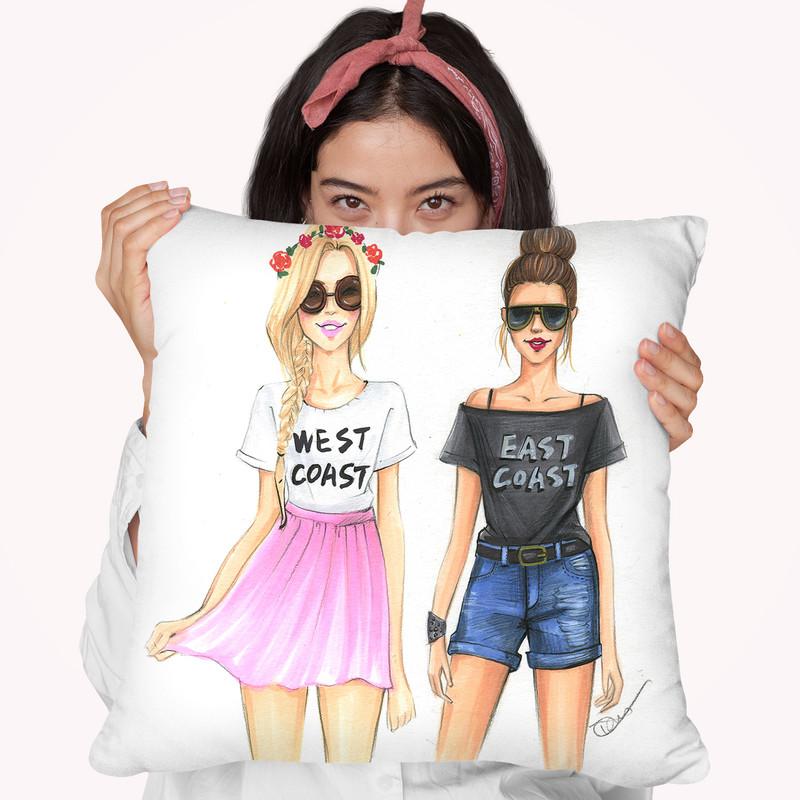 West Coast East Coast Throw Pillow By Rongrong
