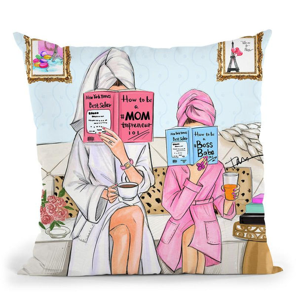 Fashion Mom And Daughter Throw Pillow By Rongrong