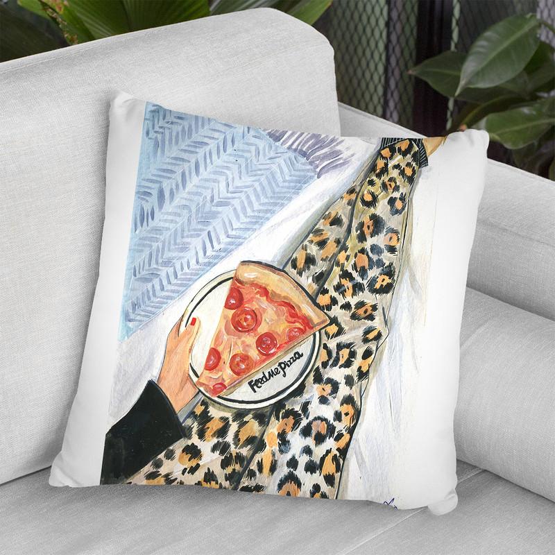 Feed Me Pizza Throw Pillow By Rongrong