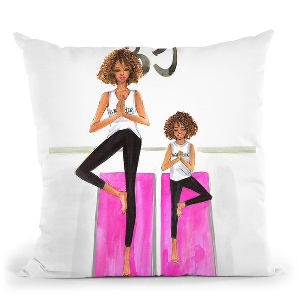 Mom And Daughter Yoga Throw Pillow By Rongrong