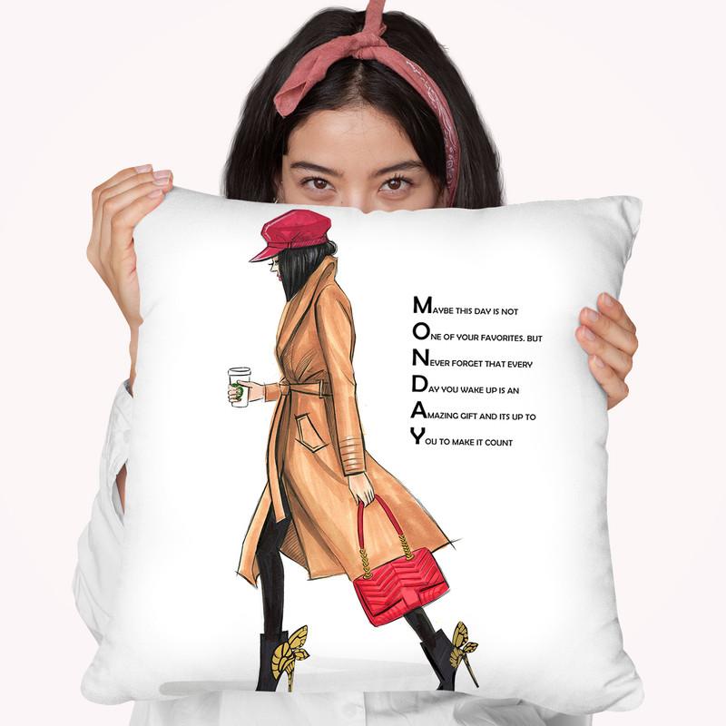 Monday Camel And Red Withoutlogo Throw Pillow By Rongrong