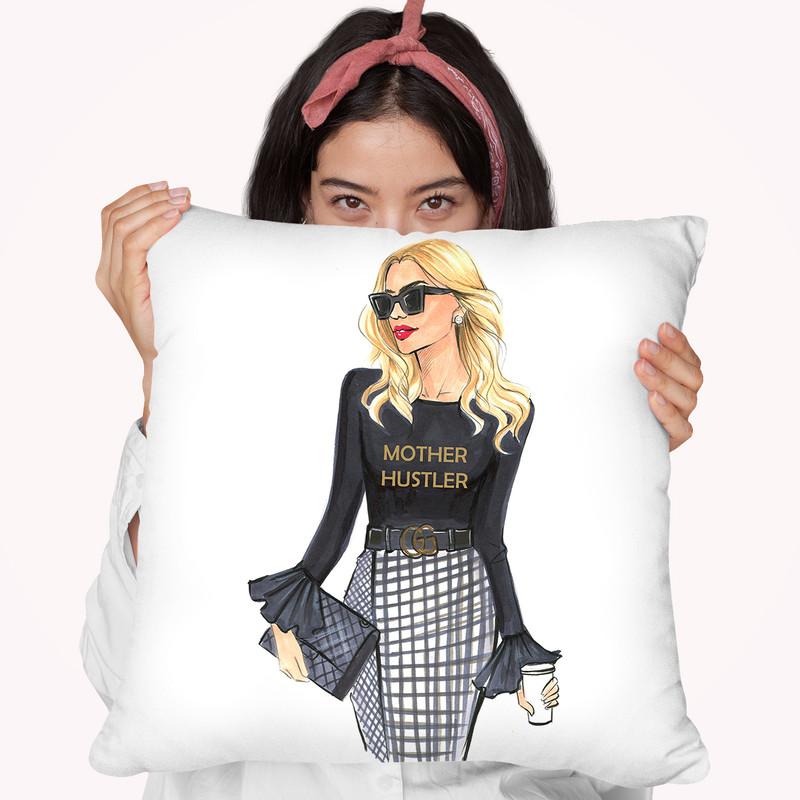 Mother Hustler-Recovered Throw Pillow By Rongrong
