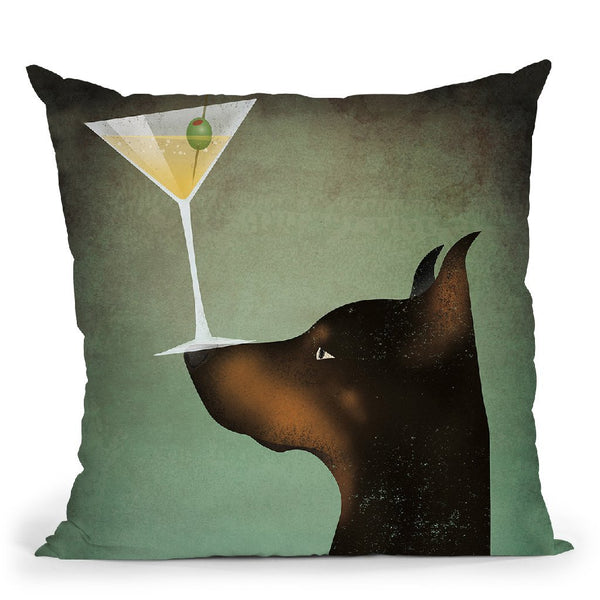 Doberman Martini Throw Pillow By Ryan Fowler