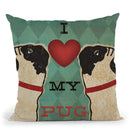 Pug And Pug - I Love My Pug Throw Pillow By Ryan Fowler