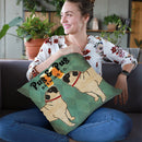 Pug And Pug Brewing Square No Words Throw Pillow By Ryan Fowler