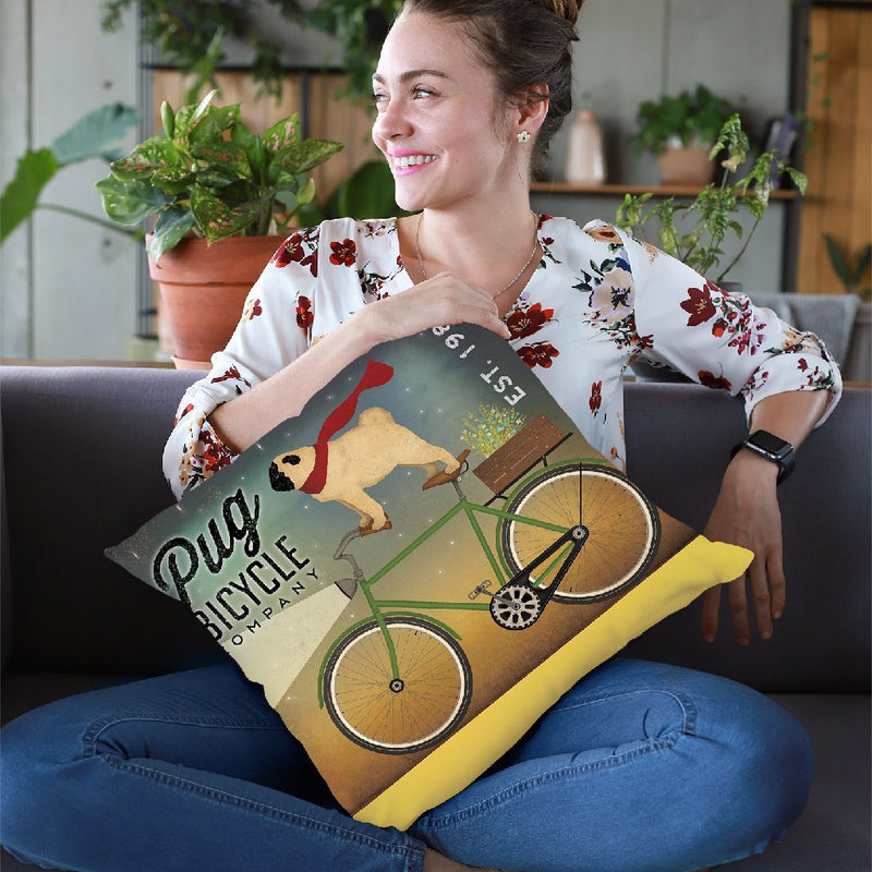 Pug On A Bike Throw Pillow By Ryan Fowler