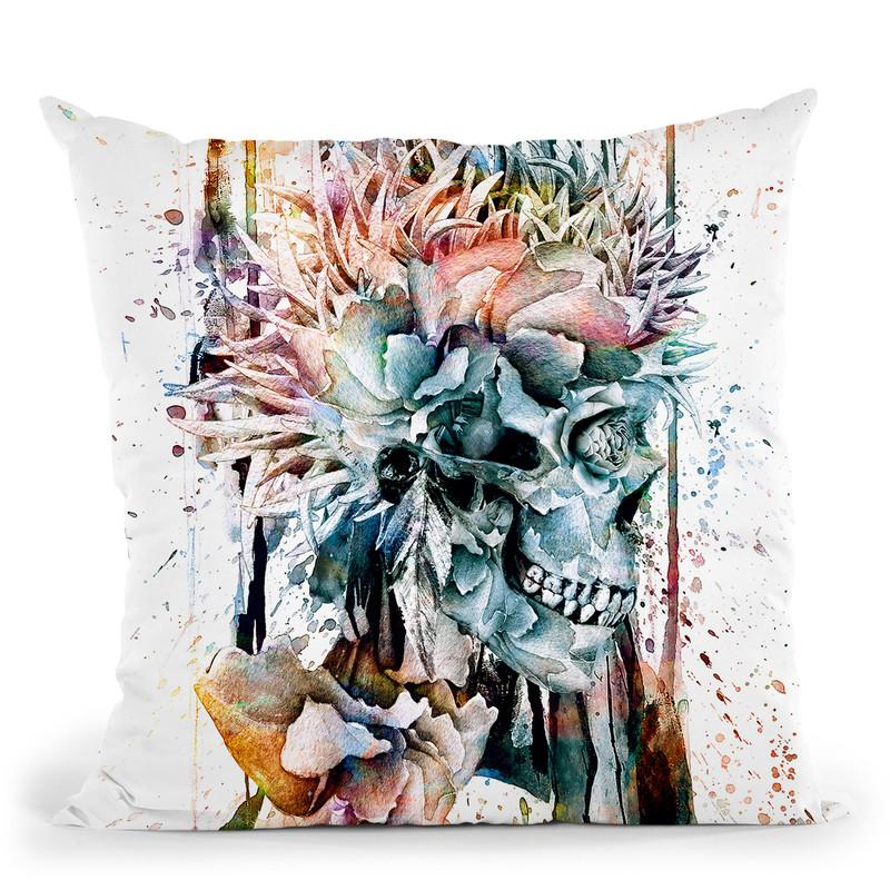 Skull Nii Throw Pillow By Riza Peker 