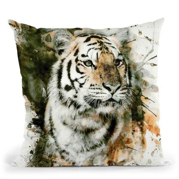Tiger Throw Pillow By Riza Peker 