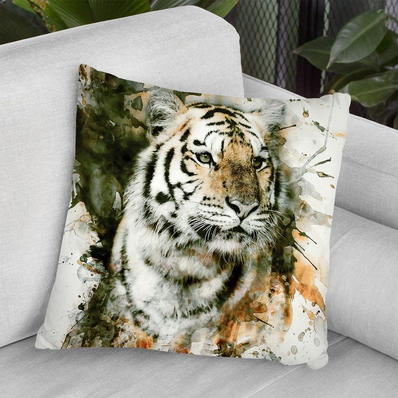 Tiger Throw Pillow By Riza Peker 