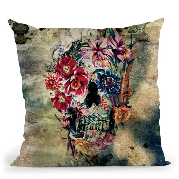 Skull On Old Grunge Throw Pillow By Riza Peker 
