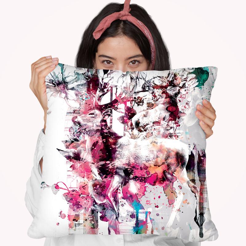 Deers Throw Pillow By Riza Peker 