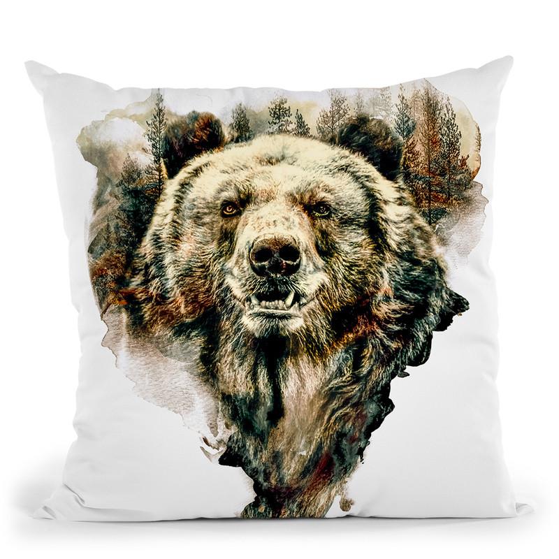 Bear Throw Pillow By Riza Peker 