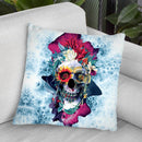Floral Skull Blue Ii Throw Pillow By Riza Peker 