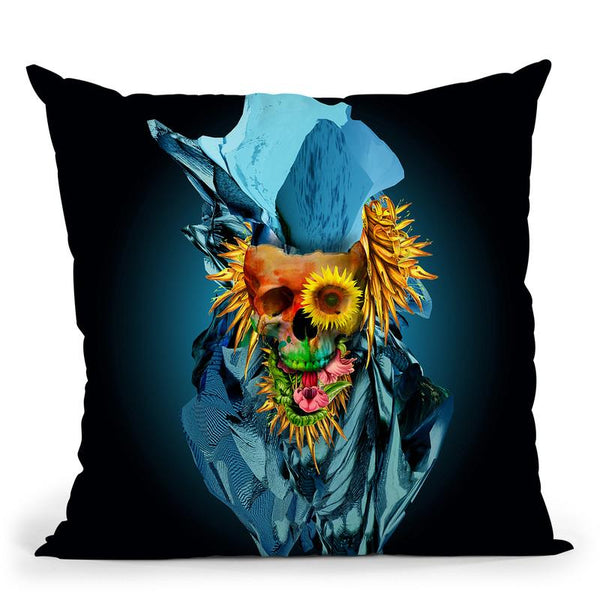 Floral Skull Vivid Iv Throw Pillow By Riza Peker 
