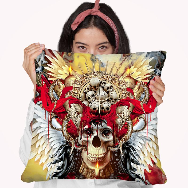 3 Eyes Skull Throw Pillow By Riza Peker 