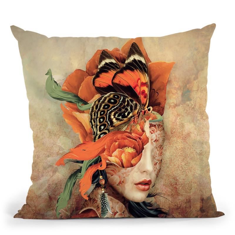 Butterfly Lady Throw Pillow By Riza Peker 