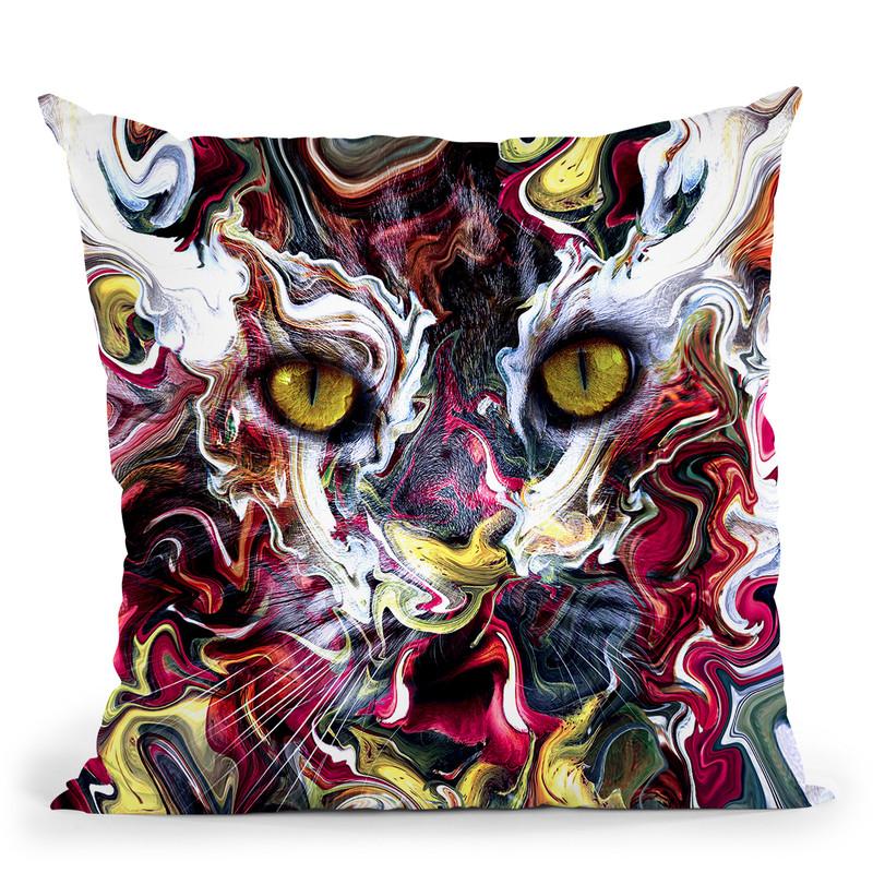 Cat Abstract Throw Pillow By Riza Peker 