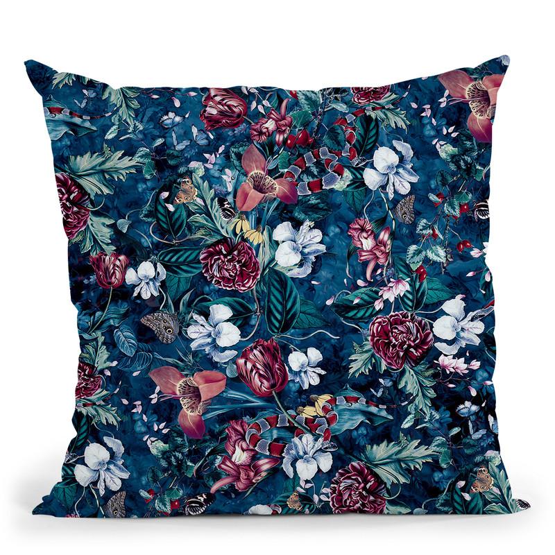 Dark Blue Throw Pillow By Riza Peker 