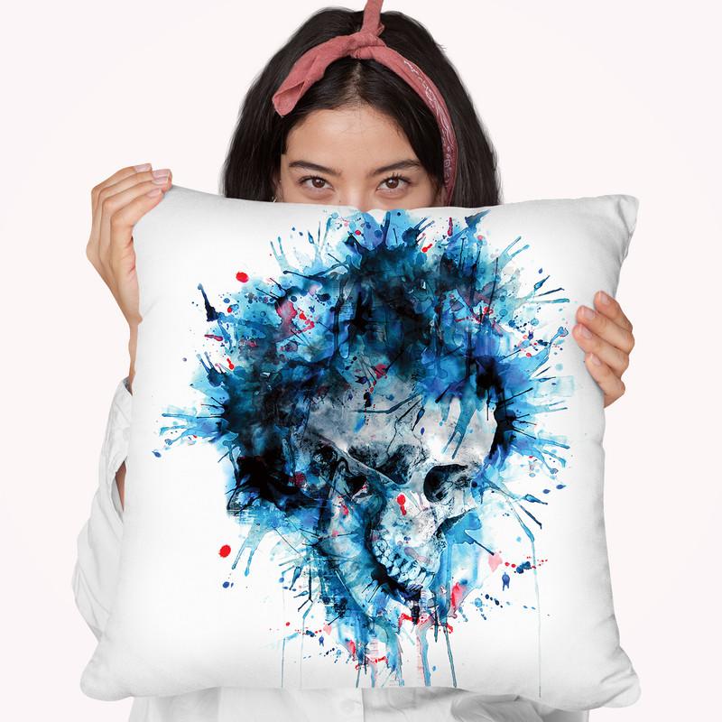Skull Splash Ii Throw Pillow By Riza Peker 