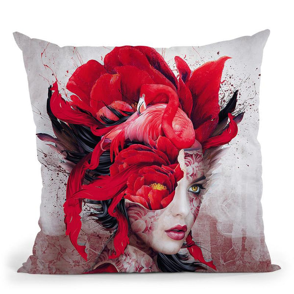 Flamingo Lady Throw Pillow By Riza Peker 