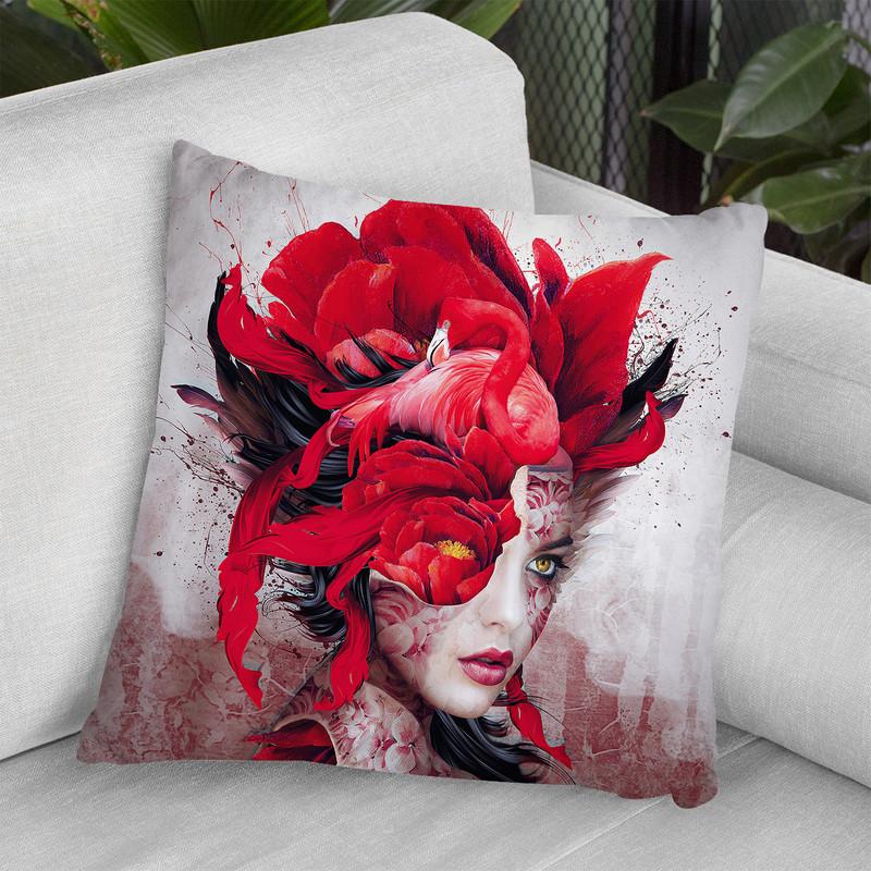 Flamingo Lady Throw Pillow By Riza Peker 