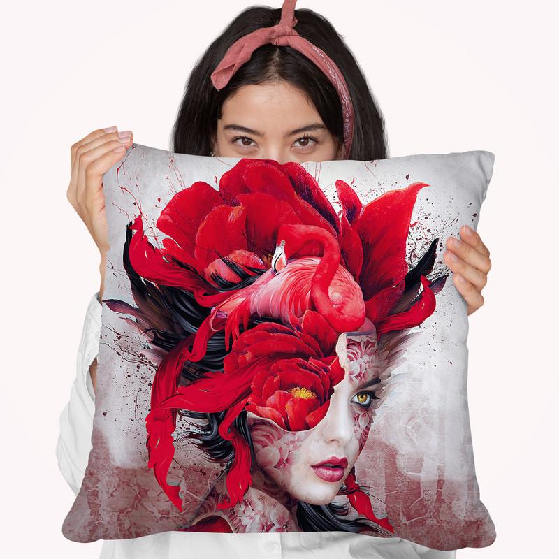 Flamingo Lady Throw Pillow By Riza Peker 