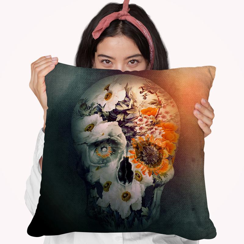 Skull Still Life Ii Throw Pillow By Riza Peker 