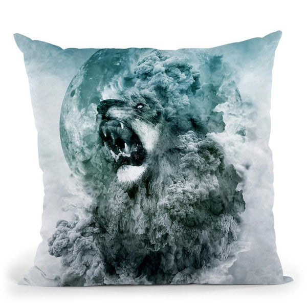 Lion Blue 2 Throw Pillow By Riza Peker 