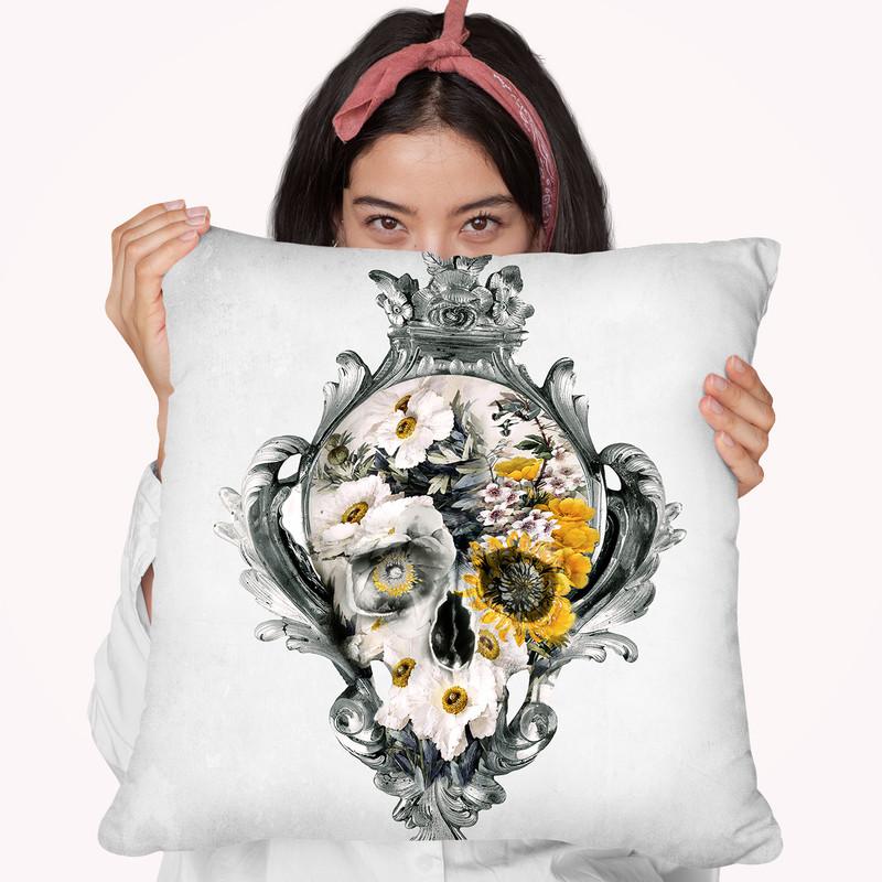 Skull Still Life Throw Pillow By Riza Peker 