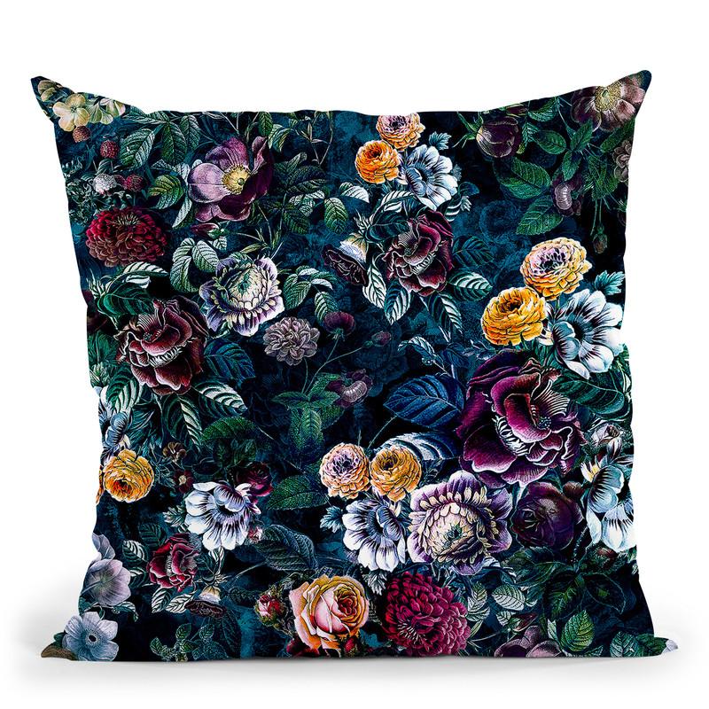 Night Flowers Throw Pillow By Riza Peker 