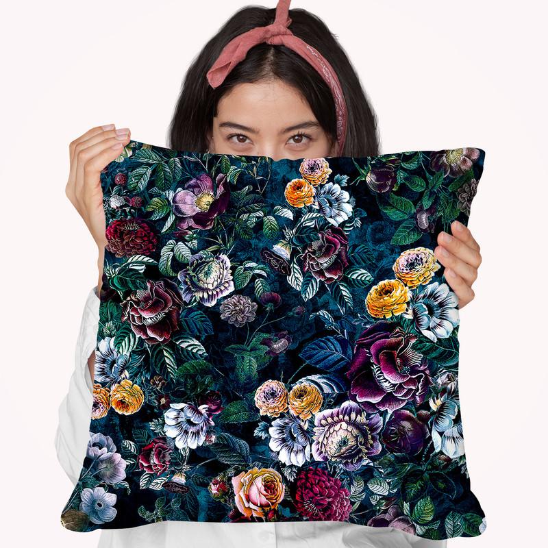 Night Flowers Throw Pillow By Riza Peker 