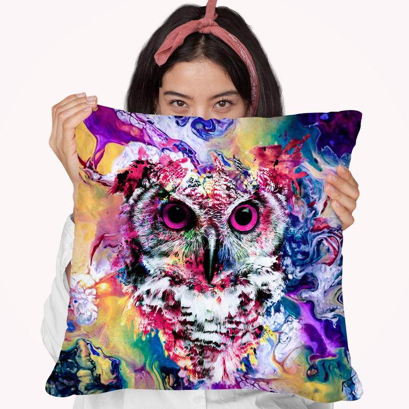 Owl V Throw Pillow By Riza Peker 