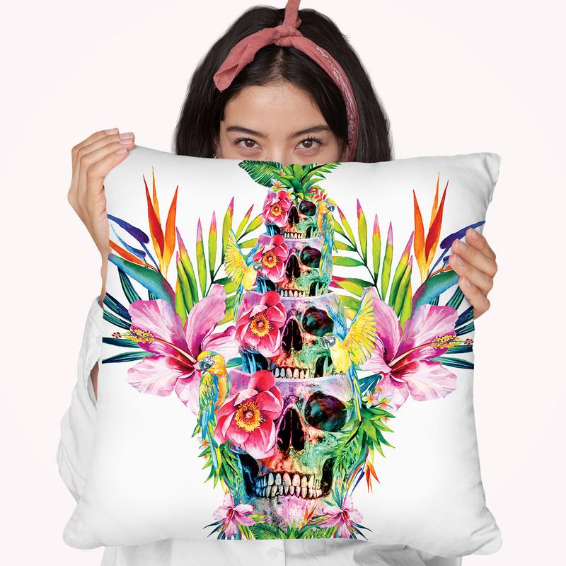Skull Tower Throw Pillow By Riza Peker 
