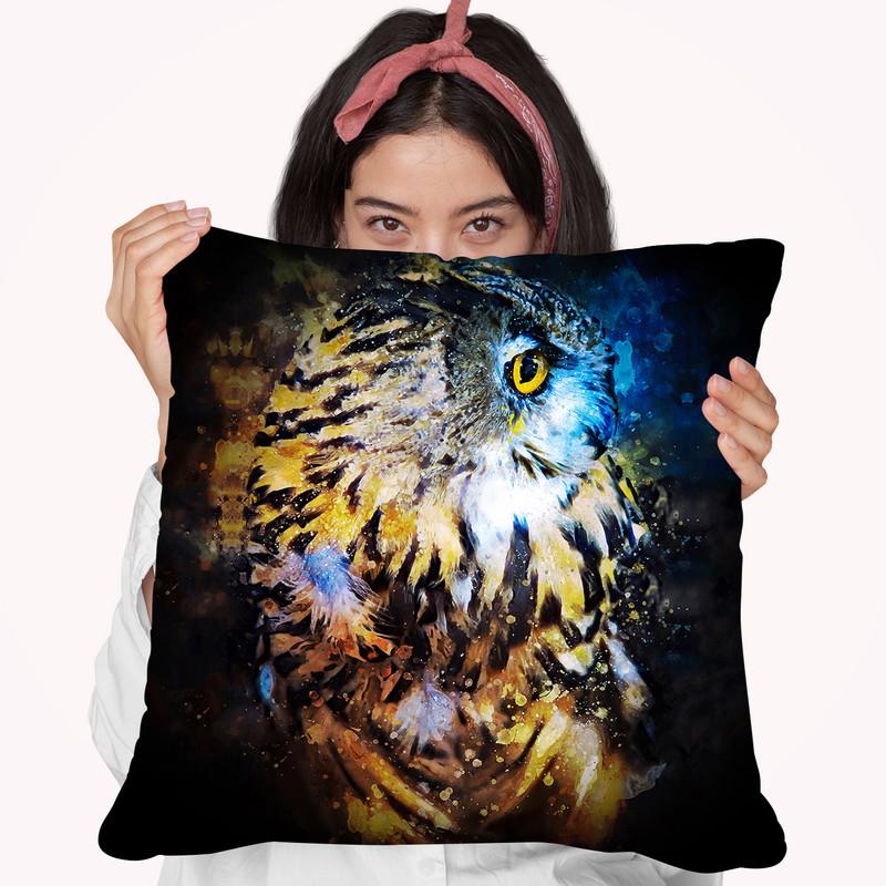 Owl Throw Pillow By Riza Peker 