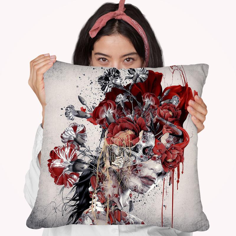 Queen Of Skulls Throw Pillow By Riza Peker 