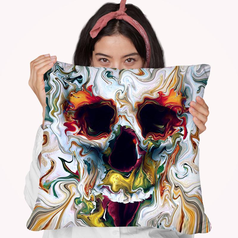 Skull Abstract Throw Pillow By Riza Peker 