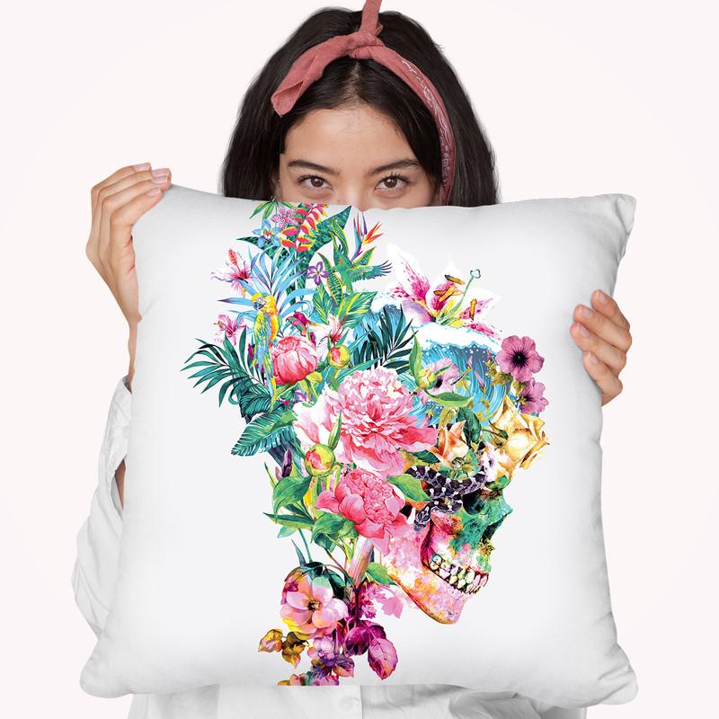 Skull Vi Throw Pillow By Riza Peker 