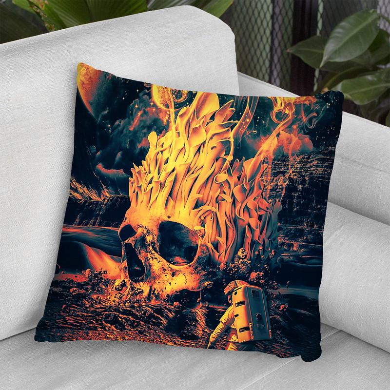 Space Skull Throw Pillow By Riza Peker 